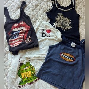 Bundle of 5 Graphic Tank Tops Size Small to Medium